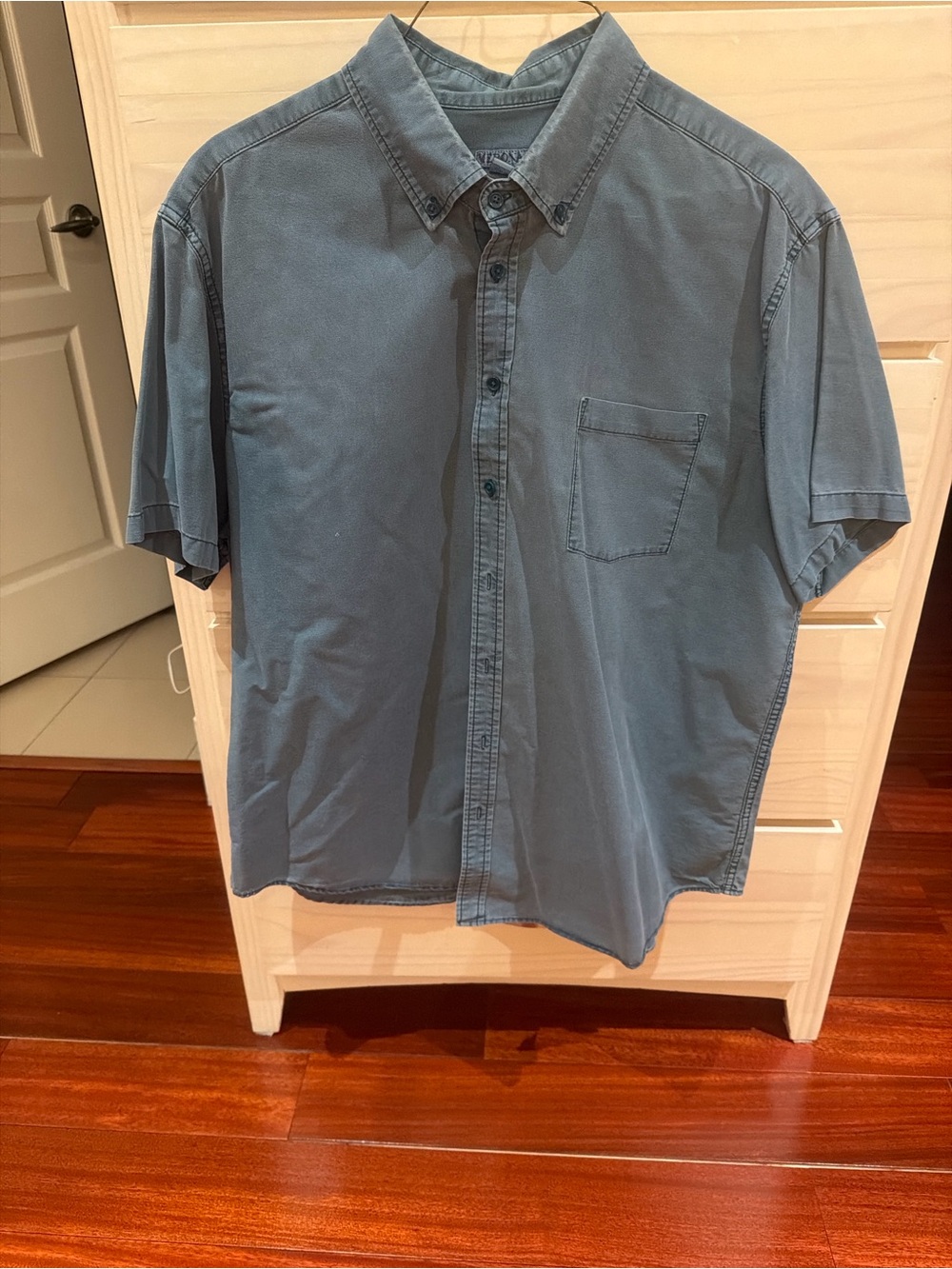 Merona Short-Sleeve Button-Down Shirt in Slate Blue